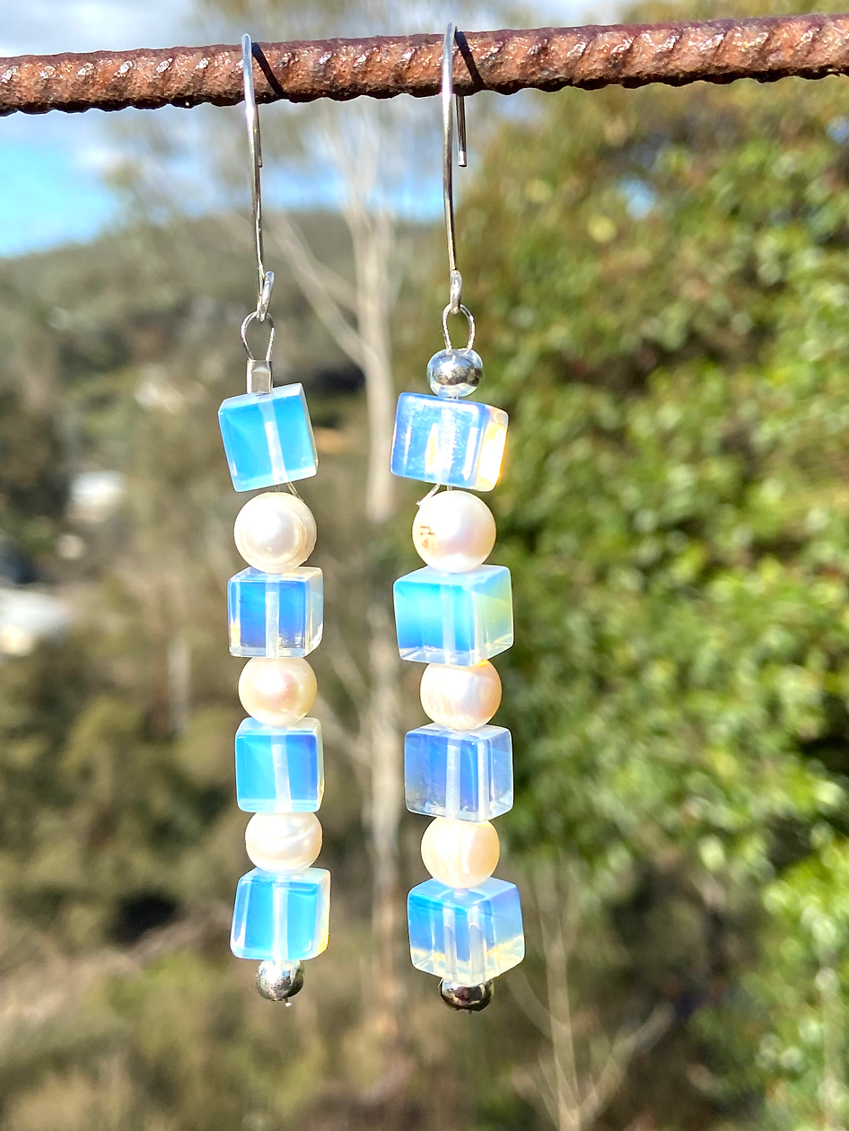 Circle and Square Ice Earrings